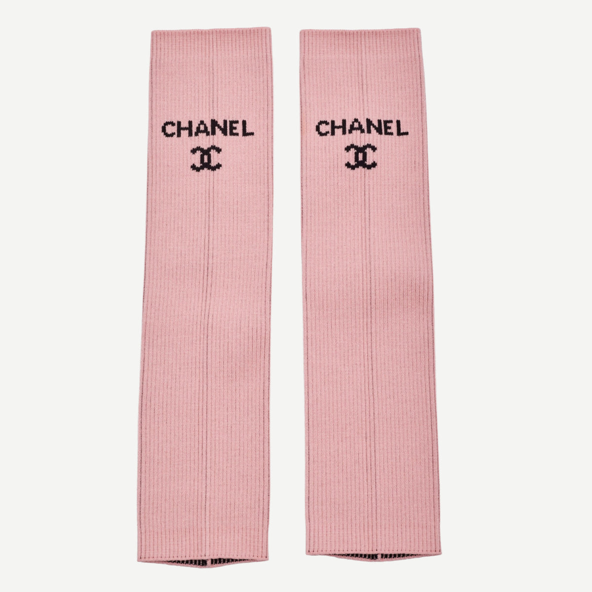 Chanel Logo Pink Knit Leg Warmers