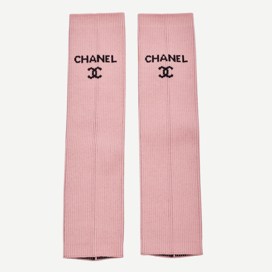 Chanel Logo Pink Knit Leg Warmers